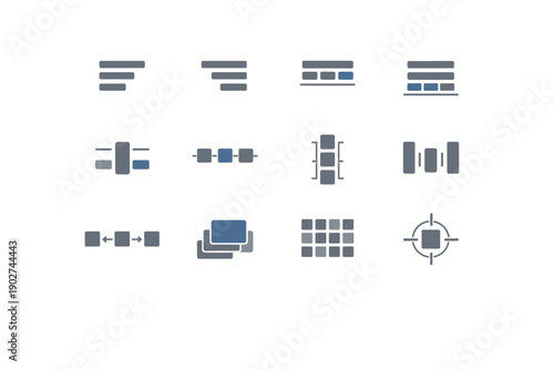 Basics icon key icons center to grid distribution vector stack bottom alignment