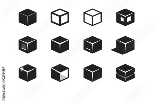 Solid clipped image masked cutout layered simple icon vector generation highlighted block