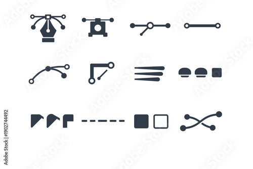 Generation stroke dash pen vector style simple path corner width adjuster icon