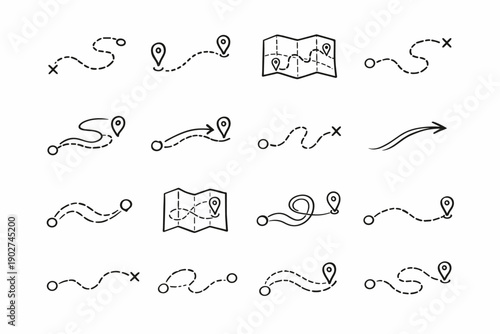 Navigation relaxed line icons tracing traced intuitive loose gently icon vector direction