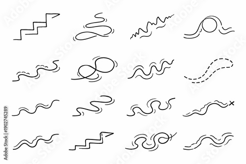 Journey vector travel simple zigzag icon generation sketch path image route line