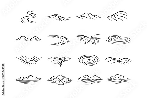 Vector outline bay curve slope generation image simple rain canyon icon edge