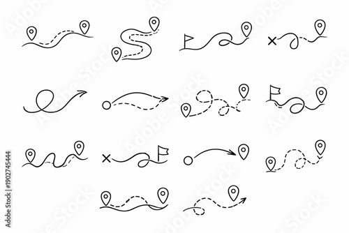 Image outline trace path route vector movement curve simple generation icon line