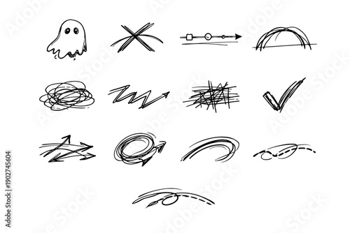Correction icon outline ghost ink vector imperfect mark line revision sweep clumsy