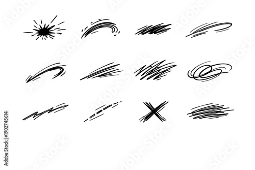 Sweep flick spontaneous image line brisk scribble icon sketch generation vector movement