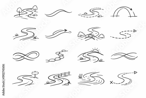 Simple trace line guide navigation vector drifting image movement generation wayfinding path