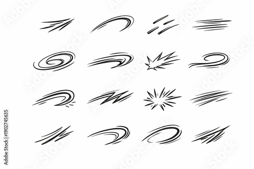 Simple image speed generation loose spontaneous motion vector dash freehand impulsive icon