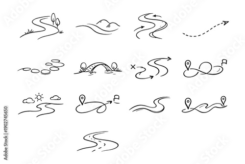 Route vector image icon path gentle generation trail relaxed simple direction intuitive
