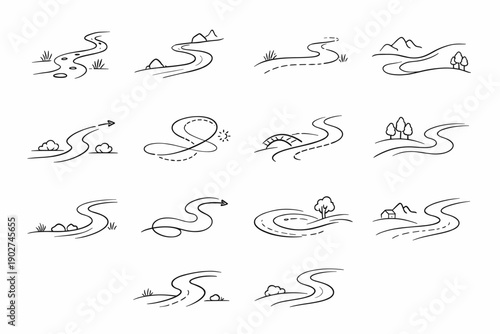 Path vector open arc direction icon wayfinding icons travel journey airy quiet