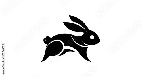 Black rabbit logo design on white