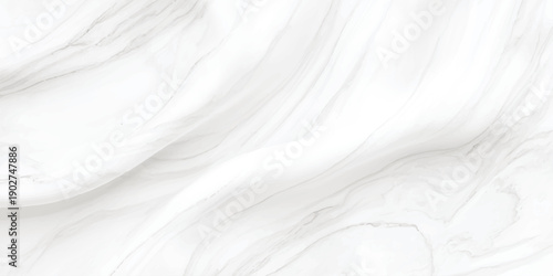 Abstract white smoke flows in soft satin waves and silk textures to create a smooth light gray backdrop with a curved material design