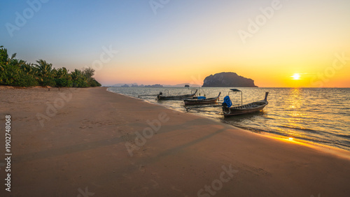 sunset at the beach on tropical island ko yai yai in thailand