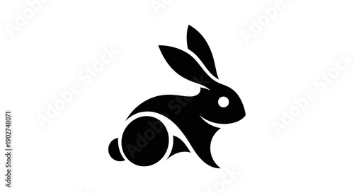 Black rabbit silhouette isolated on white