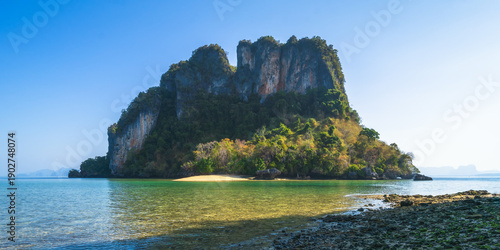 longtail boat trip to hong island at than bok khorani national park krabi in thailand
