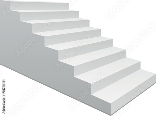 Blank stairs podium angle view. White mockup