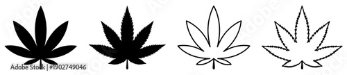 Marijuana leaf or cannabis icons