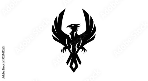 Black phoenix symbol on white background