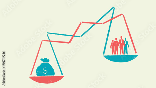 Balance Between Wealth And People: An Illustration Of Economic Inequality And Community