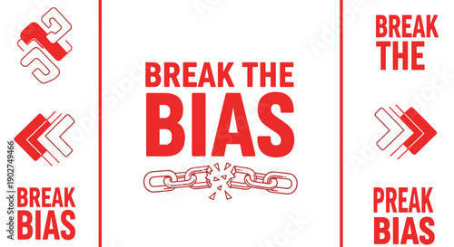 A bold illustration promoting gender equality with a breaking chain design