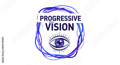 A modern vector graphic illustration of an eye with the words Progressive Vision