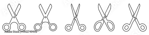 Scissors line icons set