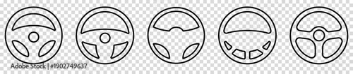 Set of car wheel line icons