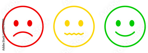 Set of smile icons in outline style