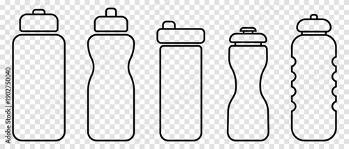 Water line bottle icon set