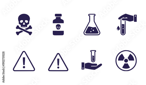 Hazard Warning Symbols Set - Danger, Poison, Radiation, Lab Safety Icons Vector
