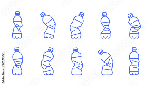 Collection of Crushed Plastic Bottles Vector Illustration