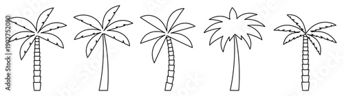 Palm line icons set