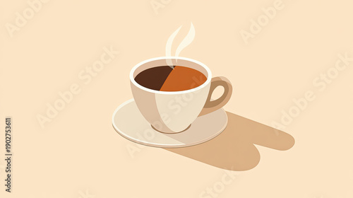 A steaming cup of hot beverage in an artistic illustration AI Generative