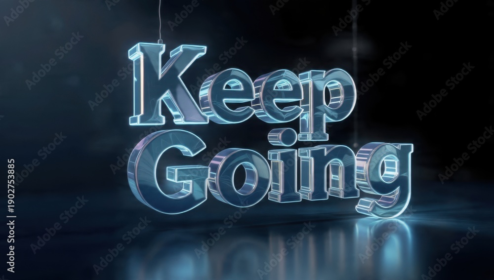 Fototapeta premium Keep Going Neon Sign on Dark Background