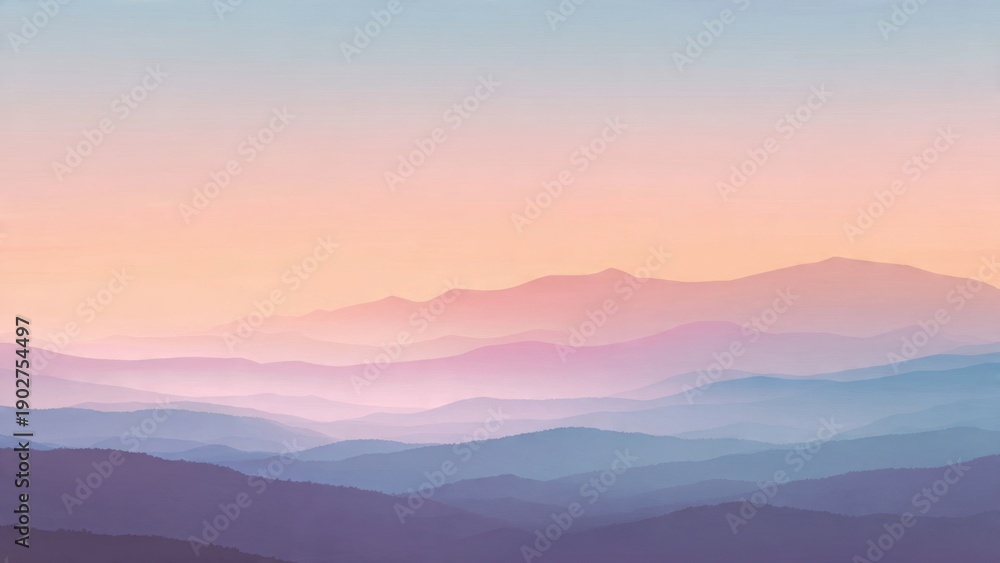 Obraz premium Pastel Mountain Range Landscape