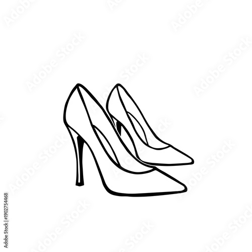 Simple line drawing of high heel shoes in minimalist style  