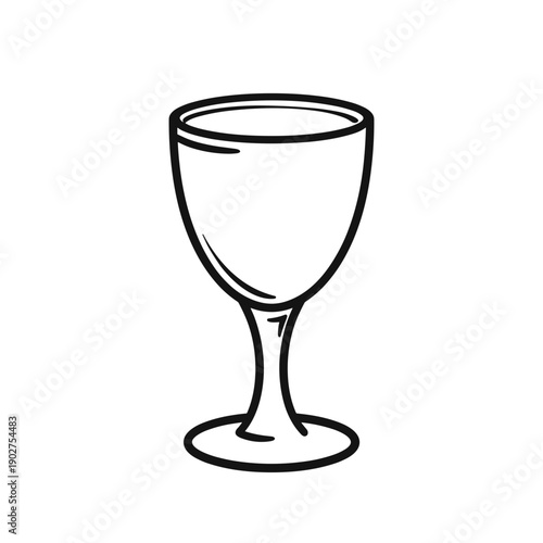Outline of a wine glass in minimalist style on white background  