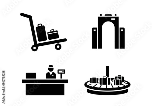 airport passenger logistics icon set