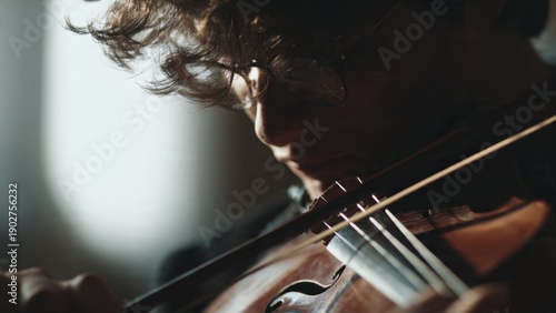 Violinist playing the violin close up