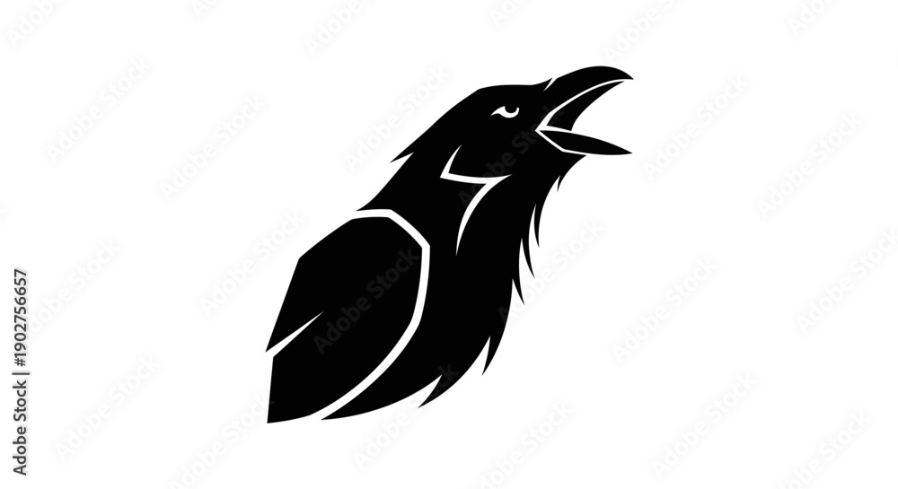 Fototapeta premium Black raven silhouette vector illustration