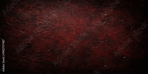 A dark textured backdrop of rusty metal and old grungy paper with an aged brown pattern on a dirty vintage wall surface