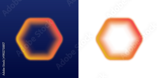Neon hexagon floats in orange and red hues. Perfect for digital banners, posters, and UI elements. Vector illustration isolated on dark background. PNG