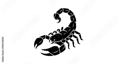 Black scorpion silhouette on white background