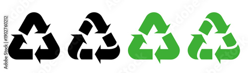 Recycle sign. Vector green icon isolated on white background.