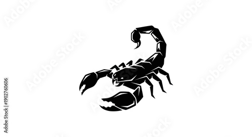 Black scorpion silhouette on white background