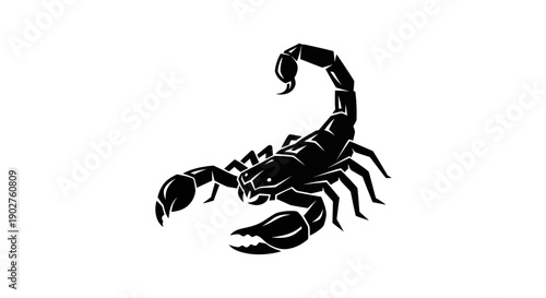 Black scorpion silhouette on white background