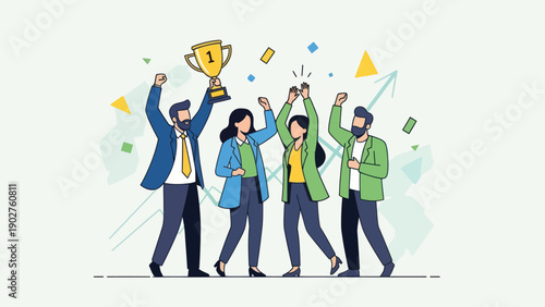 Group of Business People Celebrating Success Together.