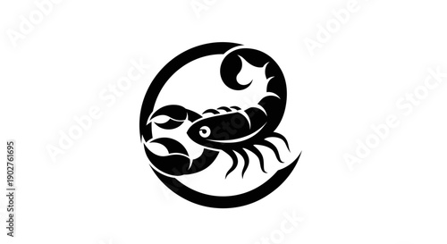 Black scorpion symbol on white background