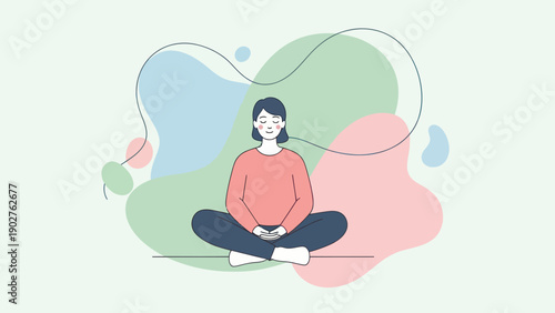 Woman Sitting in Meditation Pose.