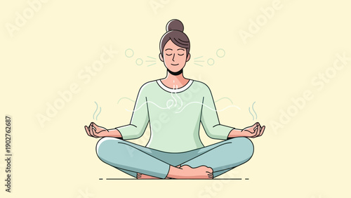 Woman Practicing Yoga Meditation Pose.