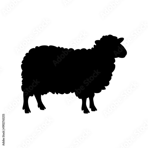 Sheep silhouette isolated on transparent background as a vector icon for farm and animal concepts